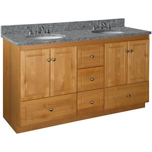 Ultraline 60 in. W x 21 in. D x 34.5 in. H Bath Vanity Cabinet without Top in Natural Alder