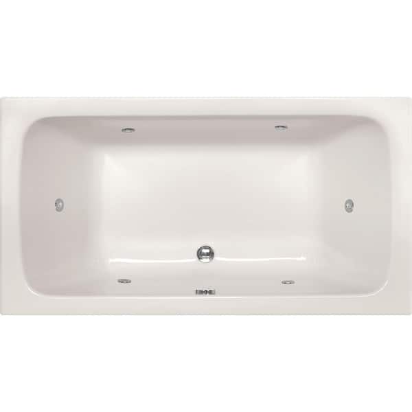 Hydro Systems Kira 72 in. W. x 32 in. Rectangular Drop-In Air Bathtub with Center Drain in White