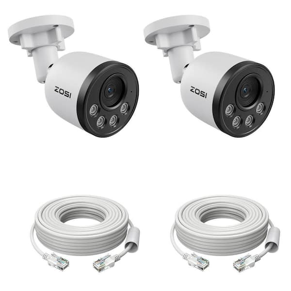 2 Pack C180 4K 8MP Hardwired PoE IP Security Camera with 100ft Night Vision&Ethernet Cable,Only Work with Same Brand NVR