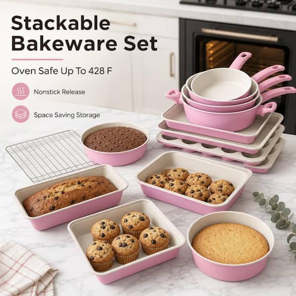Numhew 31 Piece Nonstick Cookware Set, Aluminum Carbon Steel
