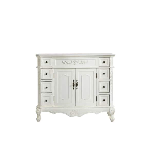 Unbranded Timeless Home 42 in. W x 21 in. D x 36 in. H Single Bathroom Vanity in Antique White with White Marble and White Basin