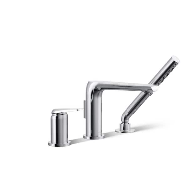 KOHLER Avid 3-Hole Bath Filler with Handheld Shower Head in Polished Chrome