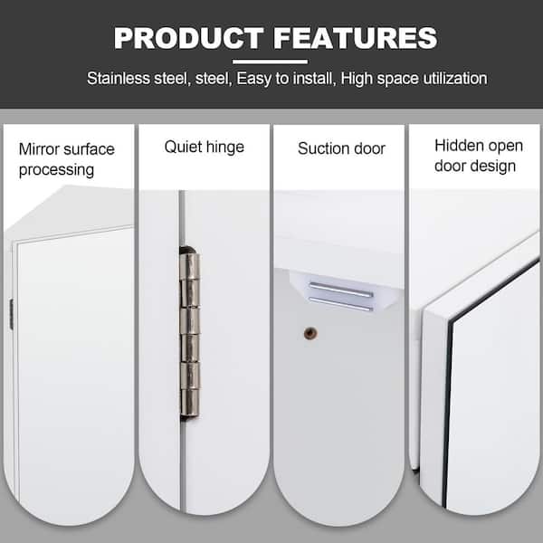 eclife 17.8 in. W x 23.5 in. H Rectangular Double Door Corner Surface Mount Frameless Medicine Cabinet with Mirror in Black