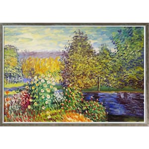 Corner of the Garden at Montgeron by Claude Monet Champagne Silhouette Framed Oil Painting Art Print 38.4 in. x 26.4 in.