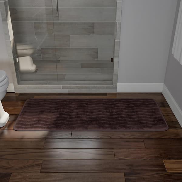 Chocolate 24 in. x 60 in. Memory Foam Extra Long Bath Mat
