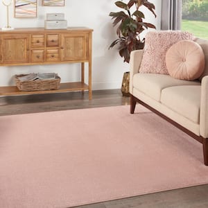 Essentials 5 ft. x 5 ft. Pink Square Solid Contemporary Indoor/Outdoor Patio Area Rug