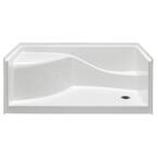 Coronado 60 in. x 30 in. Single Threshold Right Drain Shower Pan in White with Built-In Shower Bench
