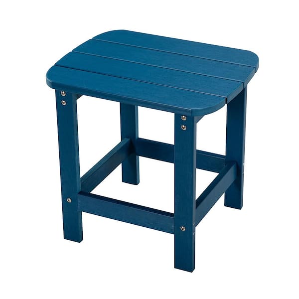 Tenleaf Navy Plastic Outdoor Side Table with Extension