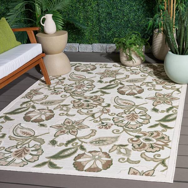 Cabana 5 x 8 Ivory/Green Floral Area Rug