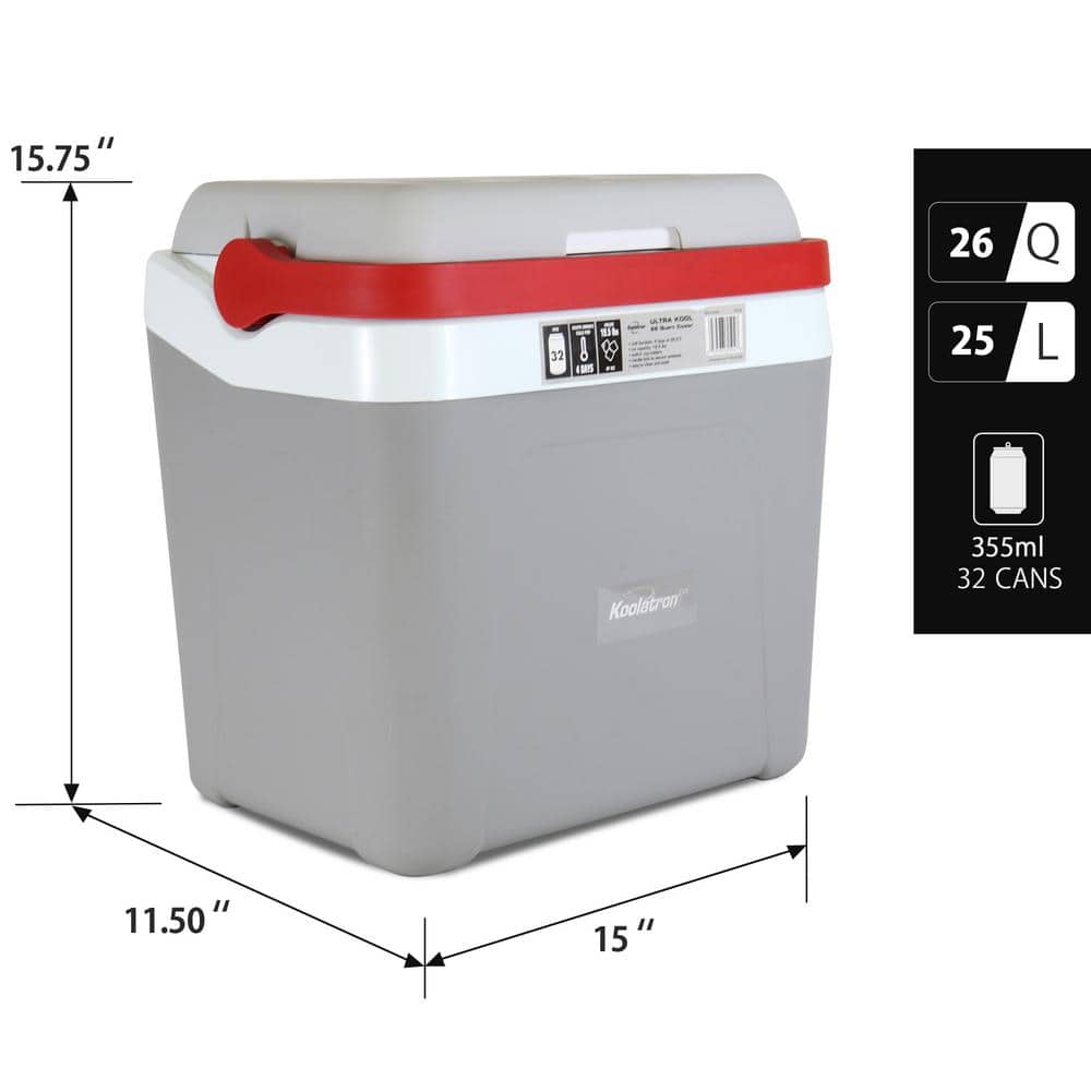 Gray Electric Insulated Portable Cooler Bag with Locking Handle