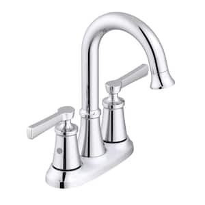Northerly 4 in. Centerset Double Handle Bathroom Faucet with 50/50 Touch Down Drain in Chrome