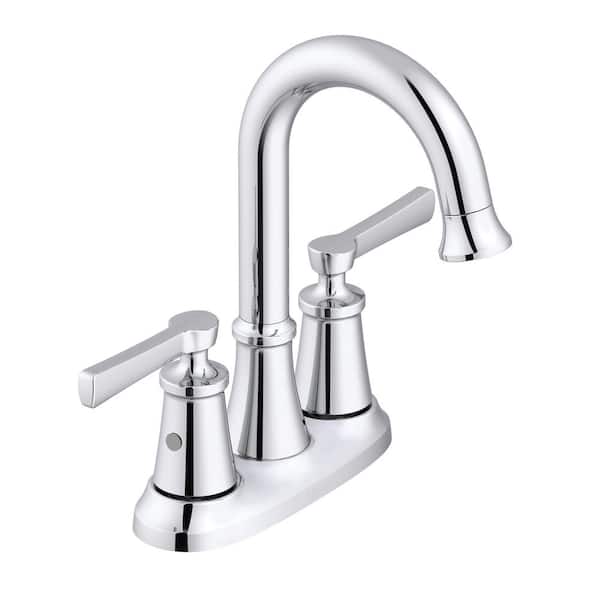 Gerber Northerly 4 in. Centerset Double Handle Bathroom Faucet with 50/50 Touch Down Drain in Chrome
