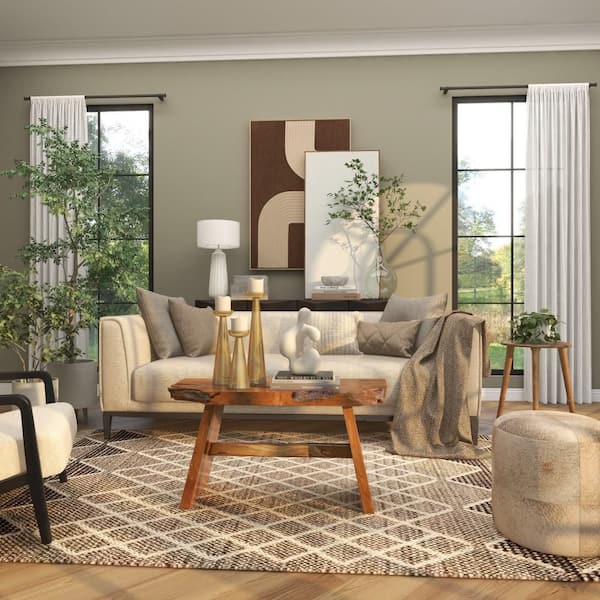 Litton Lane 35 in. Brown Irregular Teak Contemporary Coffee Table