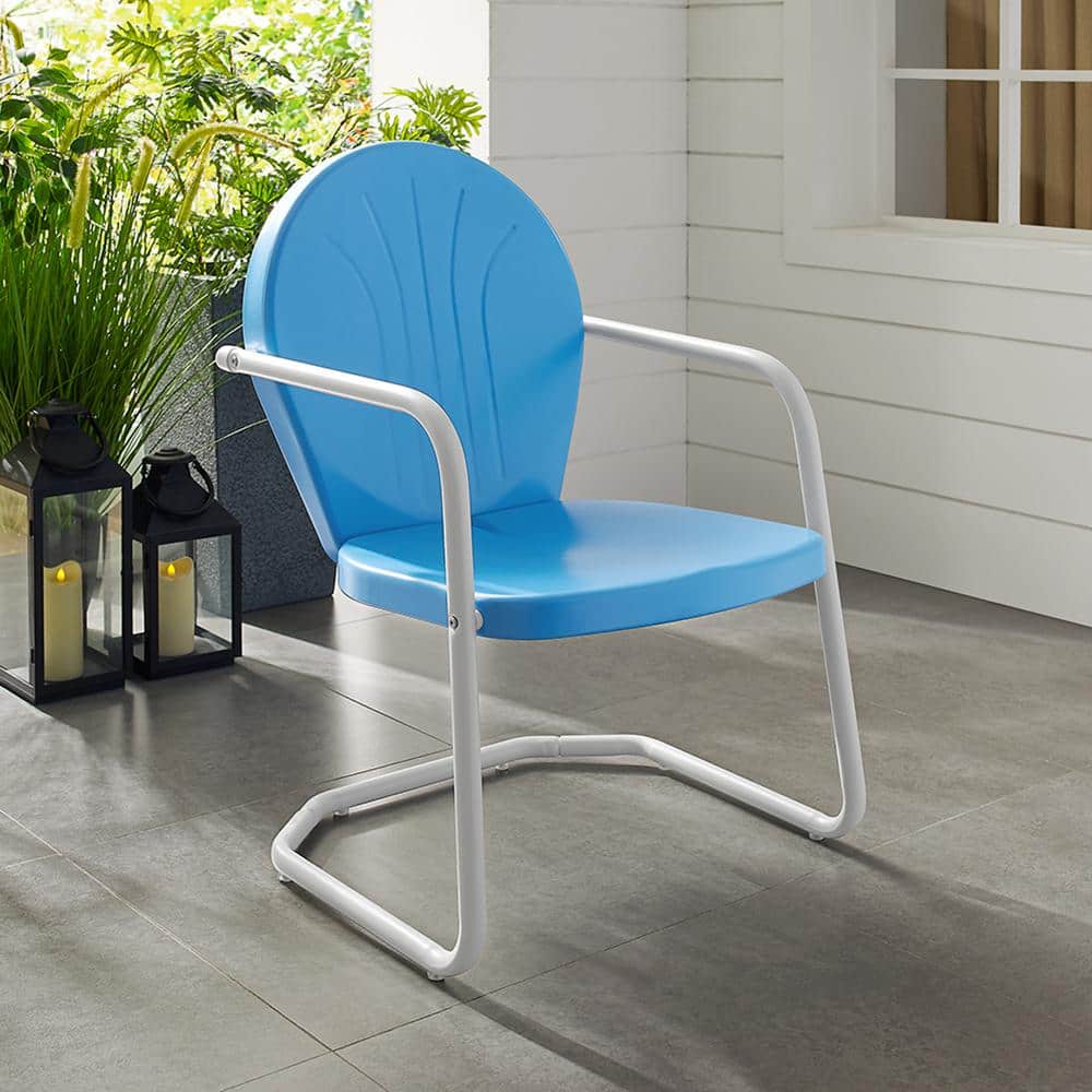Sky Blue Griffith 34.5'' Sturdy Steel Outdoor Dining Chair