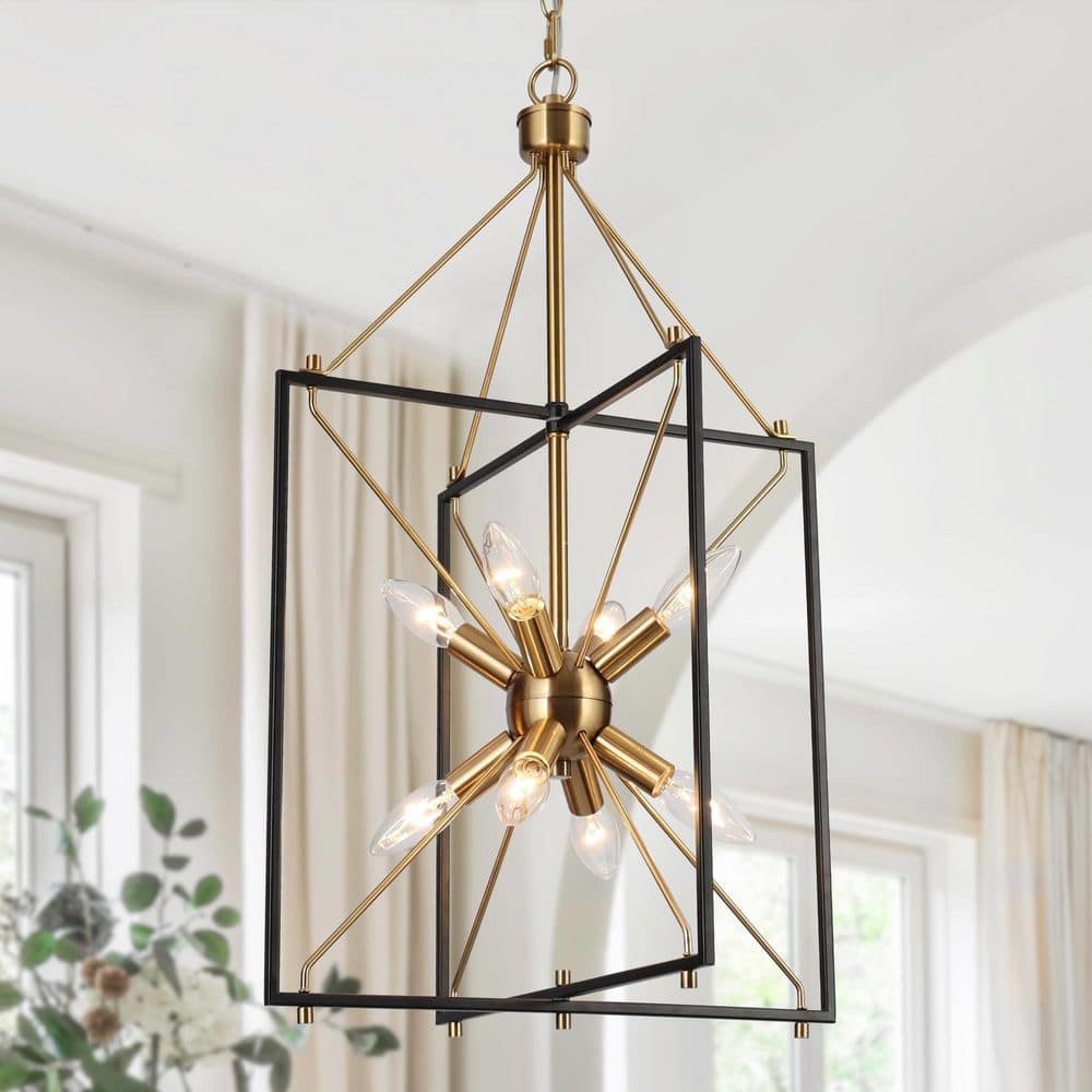 Reviews for Zevni 8-Light Brass Gold Island Chandelier, Black Hanging ...