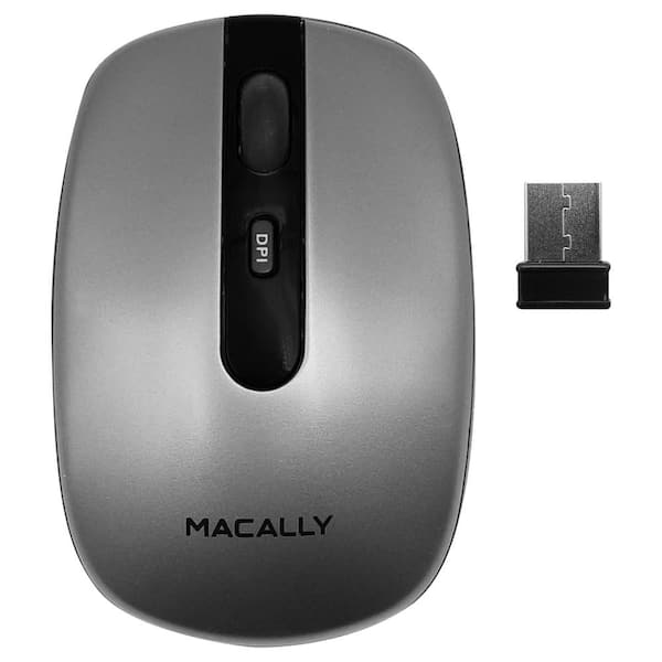 Macally Wireless 3 Buttons Optical RF Mouse 1000/1200/1600 DPI Switch Butto Built-In Battery