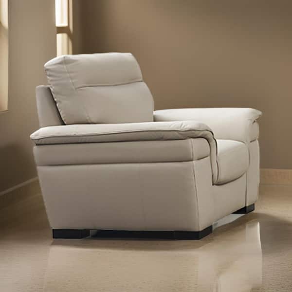 Benjara Tan and Black Leather Arm Chair with Tufted, Cushioned