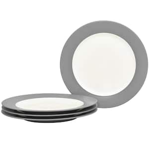 Colorwave Slate 11 in. (Gray) Stoneware Rim Dinner Plates, (Set of 4)