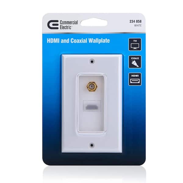 Zenith 1 HDMI and 1 Ethernet Wall Plate, White VW3001HDE2E - The Home Depot