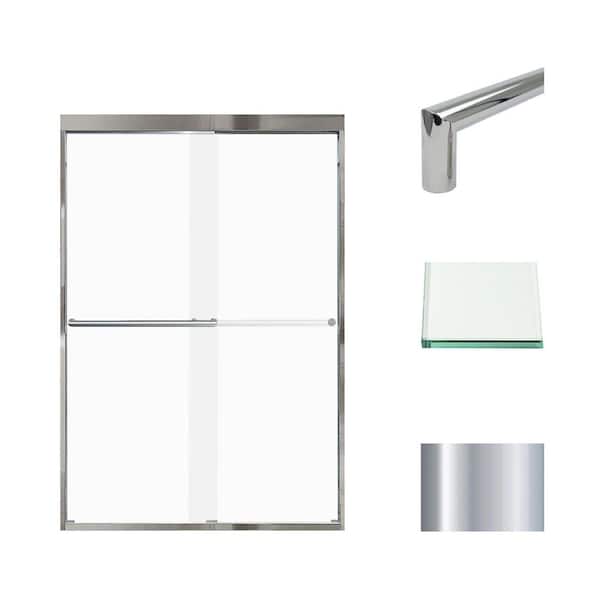 Transolid Frederick 47 in. W x 70 in. H Sliding Semi-Frameless Shower Door in Polished Chrome with Frosted Glass