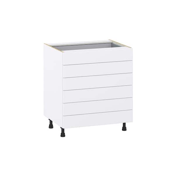 J COLLECTION Mancos Bright White Shaker Assembled Base Kitchen Cabinet with 6-Drawers (30 in. W x 34.5 in. H x 24 in. D)