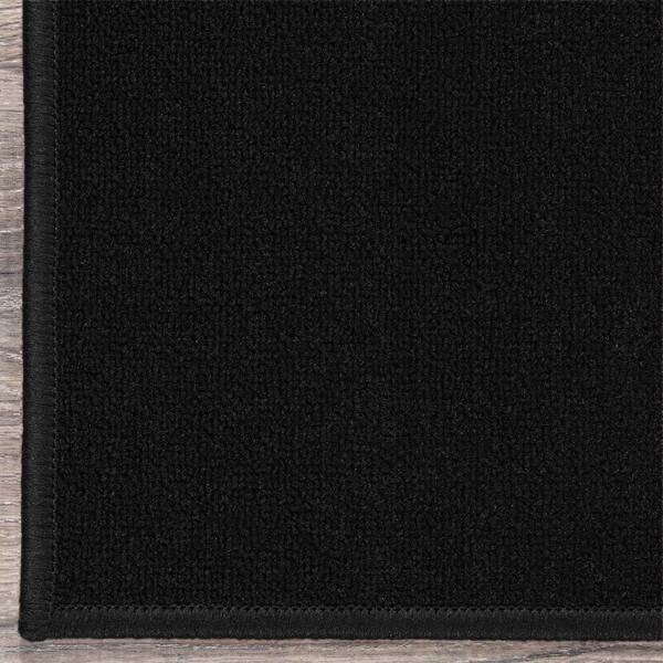 Ottomanson Lifesaver Collection Non-Slip Rubberback Solid 3x12 Indoor/Outdoor Runner Rug, 2 ft. 7 in. x 12 ft., Black