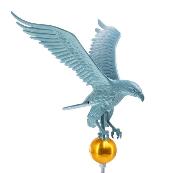 Montague Metal Products 18" Aluminum Flagpole Eagle - Verdigris with Gold Globe
