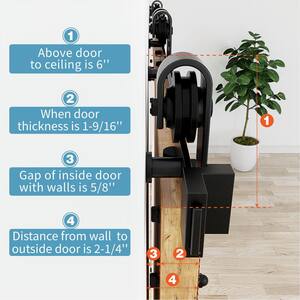 12 ft./144 in. Frosted Black Sliding Barn Door Hardware Track Kit for Double Doors with Non-Routed Floor Guide