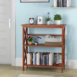 34 in. H Medium Wood Natural 3-Tier Bookshelf Wooden Open Storage Bookcase for Home Office