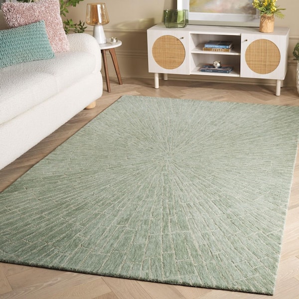 Marquee 8 ft. x 10 ft. Green Radial Abstract Area Rug