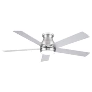 52 in. Integrated LED Indoor Silver Ceiling Fan Lighting with 5-Plywood Blades and Dimming Function