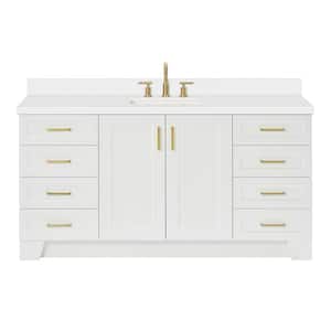 Taylor 67 in. W x 22 in. D x 36 in. H Single Sink Freestanding Bath Vanity in White with Pure White Quartz Top