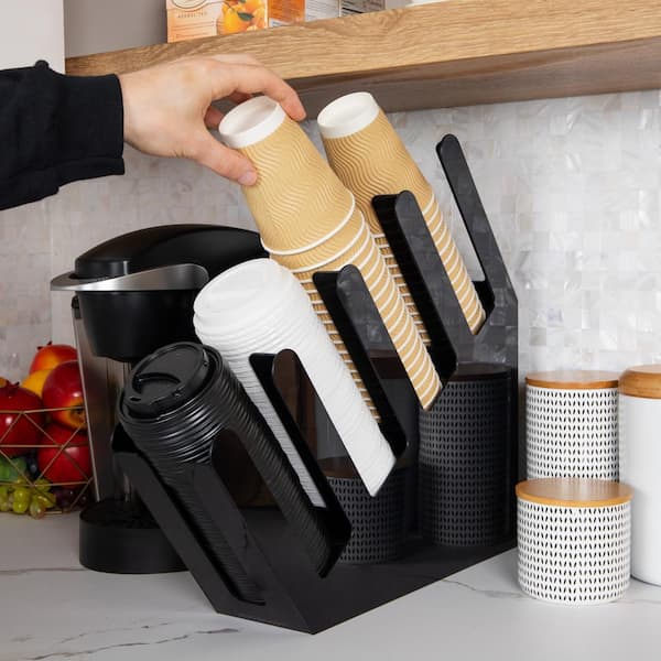 Coffee Station Organizer Countertop,Coffee Cup and Lid Holder Coffee Cup  Dispenser,Disposable Coffee Cup Holder,Coffee Bar Organizer Box Coffee