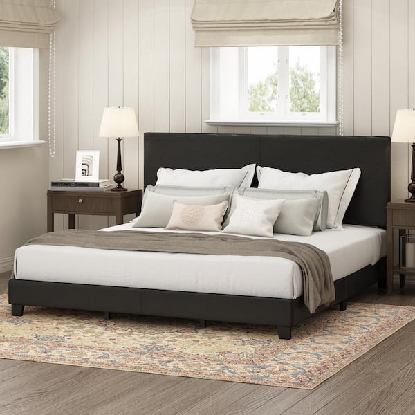 Pessac Black King Upholstered Bed Frame