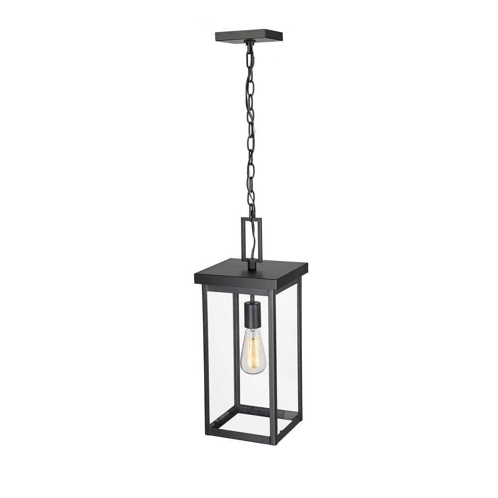 Barkeley 20" Black Powder Coated Outdoor Hanging Lantern with Clear Glass