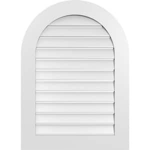 26 in. x 36 in. Round Top White PVC Paintable Gable Louver Vent Functional