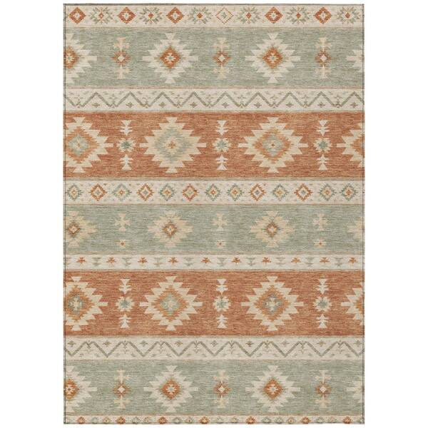 Chantille Machine Washable Indoor/Outdoor Abstract ACN3126 Aloe 5 ft. x 7 ft. 6 in. Area Rug