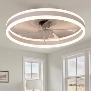 Aslaka 14 in. 20 in. Smart Indoor White Low Profile Standard Ceiling Fan with Diammable Integrated LED