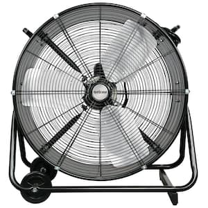 24 in. 3-Speed Heavy Duty Portable Drum Fan in Black with Adjustable Tilt