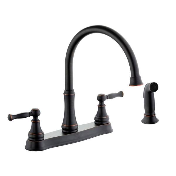 Glacier Bay Fairway 2-Handle Standard Kitchen Faucet with Side Sprayer in Bronze