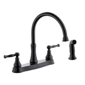Fairway Double-Handle Standard Kitchen Faucet with Side Sprayer in Bronze