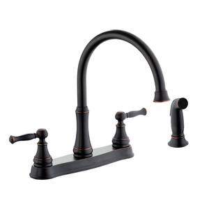 Fairway 2-Handle Standard Kitchen Faucet with Side Sprayer in Bronze