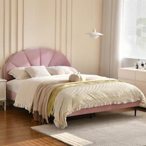 Pink Frame Full Size of Luxury Velvet Platform Bed with Seashell-Shaped Headboard