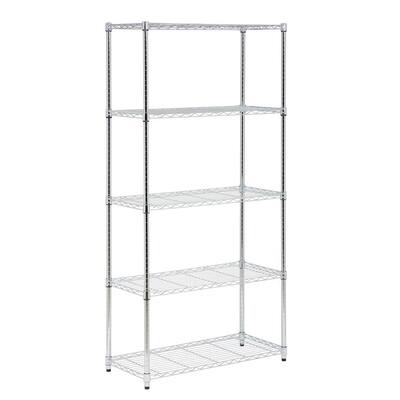 Chrome 5-Tier Metal Wire Shelving Unit (36 in. W x 72 in. H x 16 in. D)