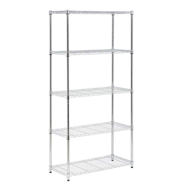 Honey Can Do Chrome 5 Tier Metal Wire, Adjustable 5 Tier Wire Shelving