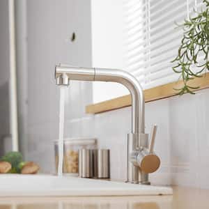 Single Handle Bar Faucet with Pull-Down Sprayer in Brushed Nickel