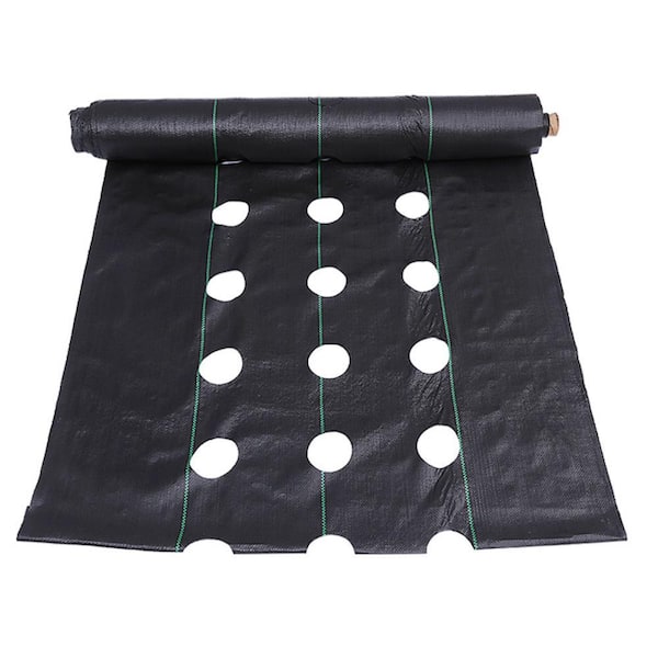 Agfabric 4 ft. x 6 ft. Easy-Plant Weed Block Mulch Weed Barrier Fabric with Planting Hole 4 in. Dia