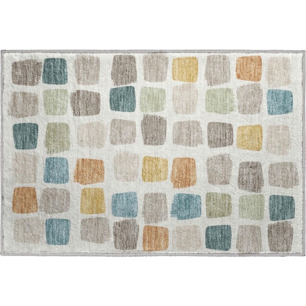 Mayfield Premium Machine Washable Abstract AMF2501 Ivory 2 ft. x 3 ft. Accent Rug