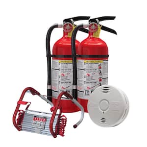 2-Story Home Fire Safety Kit, 10 Year Battery Smoke/CO Detector with 2-Pack Fire Escape Ladder & Pro Fire Extinguisher