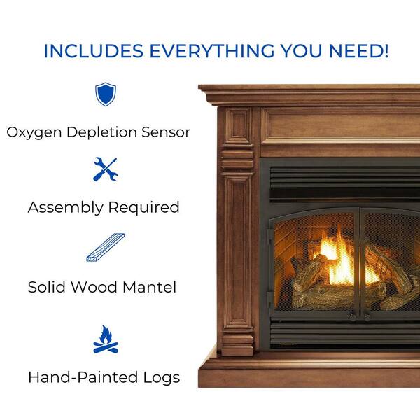 Duluth Forge 44 in. Ventless Dual Fuel Gas Fireplace in Toasted Almond with  Remote Control 170160 - The Home Depot
